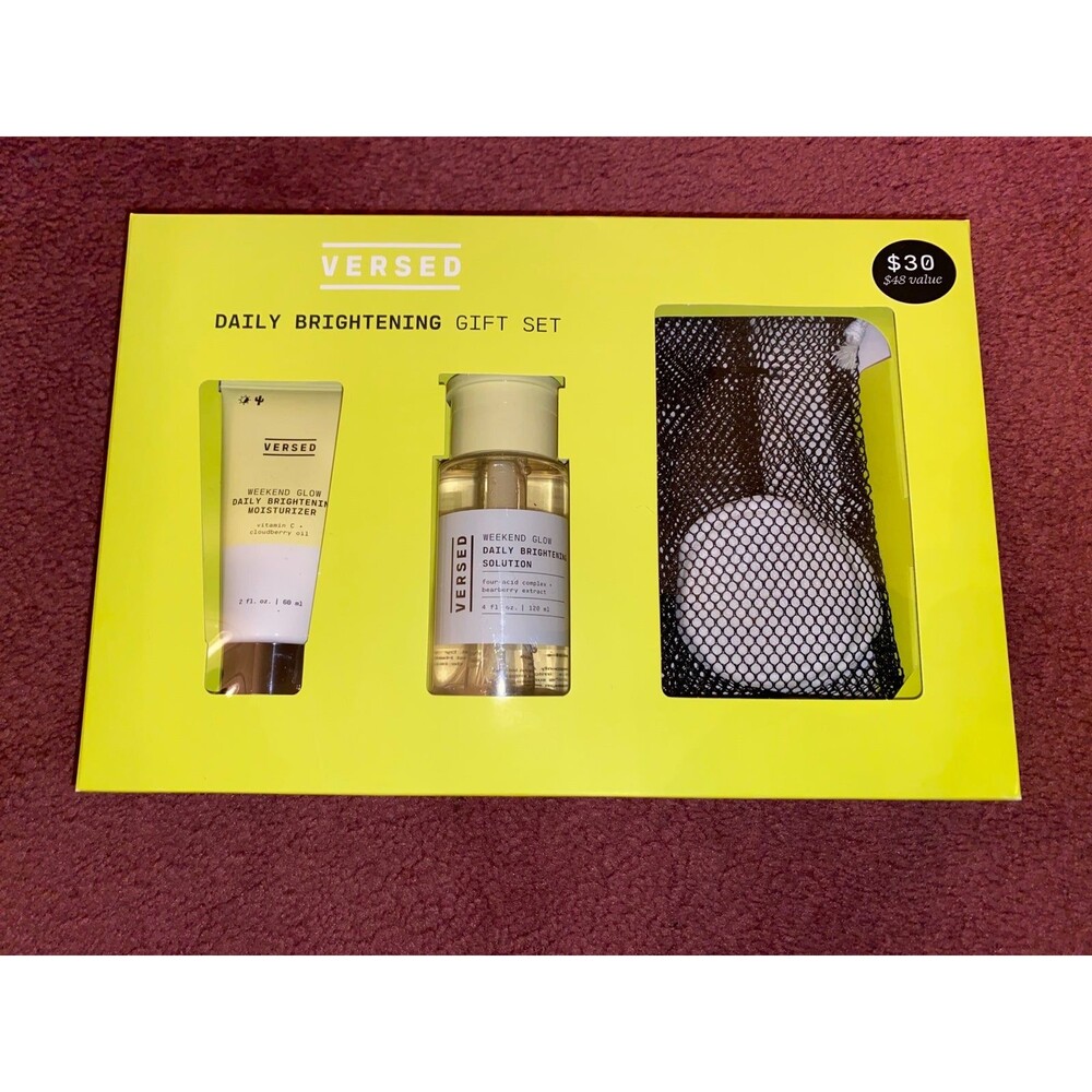 Versed Daily Brightening Gift Set Skincare Toner Cotton Rounds Beauty Routine